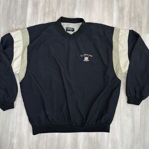 Carlyle El Caballero Golf Windshirt V-Neck Pullover Black Mens Large Made in USA
